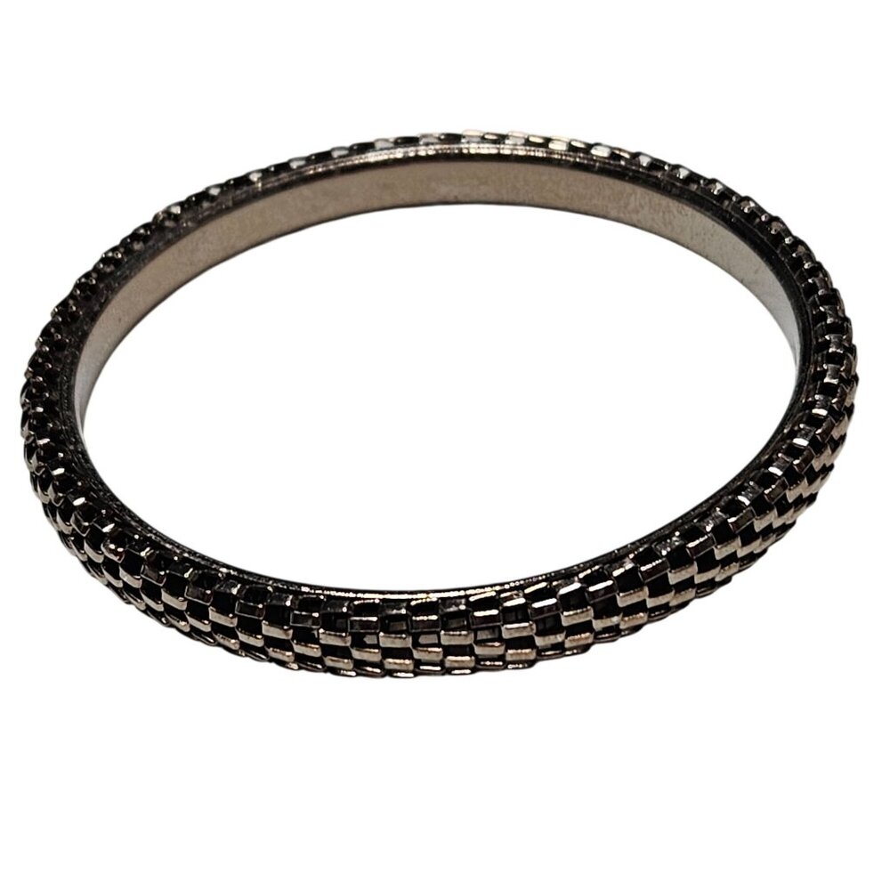 Elegant Silver Tone Metal Textured Bangle Bracelet Classic Fashion Jewelry Women